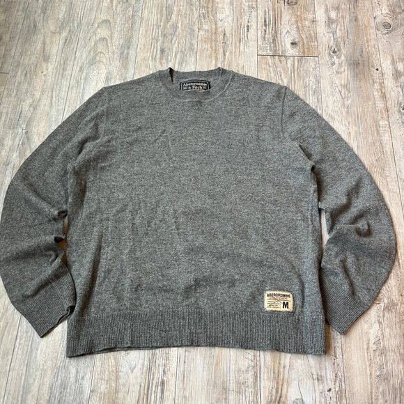 Vintage Abercrombie and Fitch Sweater Men's Medium Wool Dark Gray 90s Y2K Knit